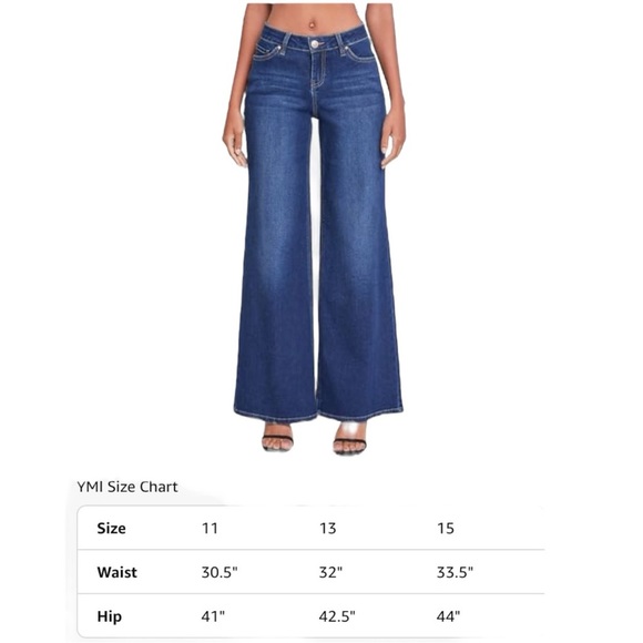YMI‎ Juniors Low Rise Babe Wide Leg Jean Midnight Blue - Picture 9 of 10